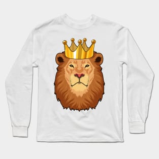 Lion as King with Crown Long Sleeve T-Shirt